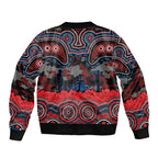 ANZAC Day Newcastle Knights Sleeve Zip Bomber Jacket Military Memorial Aboriginal Indigenous Art