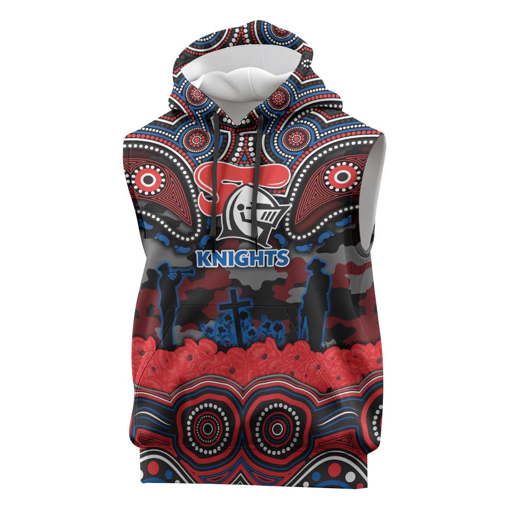 ANZAC Day Newcastle Knights Sleeveless Hoodie Military Memorial Aboriginal Indigenous Art