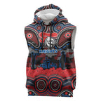 ANZAC Day Newcastle Knights Sleeveless Hoodie Military Memorial Aboriginal Indigenous Art