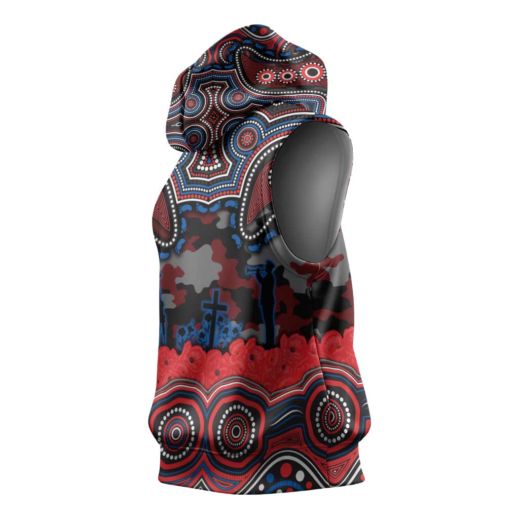 ANZAC Day Newcastle Knights Sleeveless Hoodie Military Memorial Aboriginal Indigenous Art