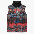 ANZAC Day Newcastle Knights Sleeveless Puffer Jacket Military Memorial Aboriginal Indigenous Art