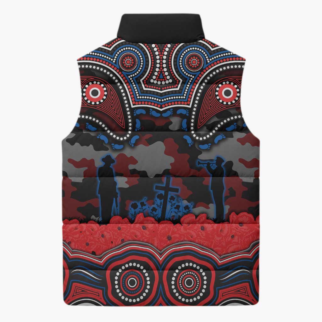 ANZAC Day Newcastle Knights Sleeveless Puffer Jacket Military Memorial Aboriginal Indigenous Art