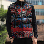 ANZAC Day Newcastle Knights Sleeveless Puffer Jacket Military Memorial Aboriginal Indigenous Art