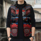 ANZAC Day Newcastle Knights Sleeveless Puffer Jacket Military Memorial Aboriginal Indigenous Art