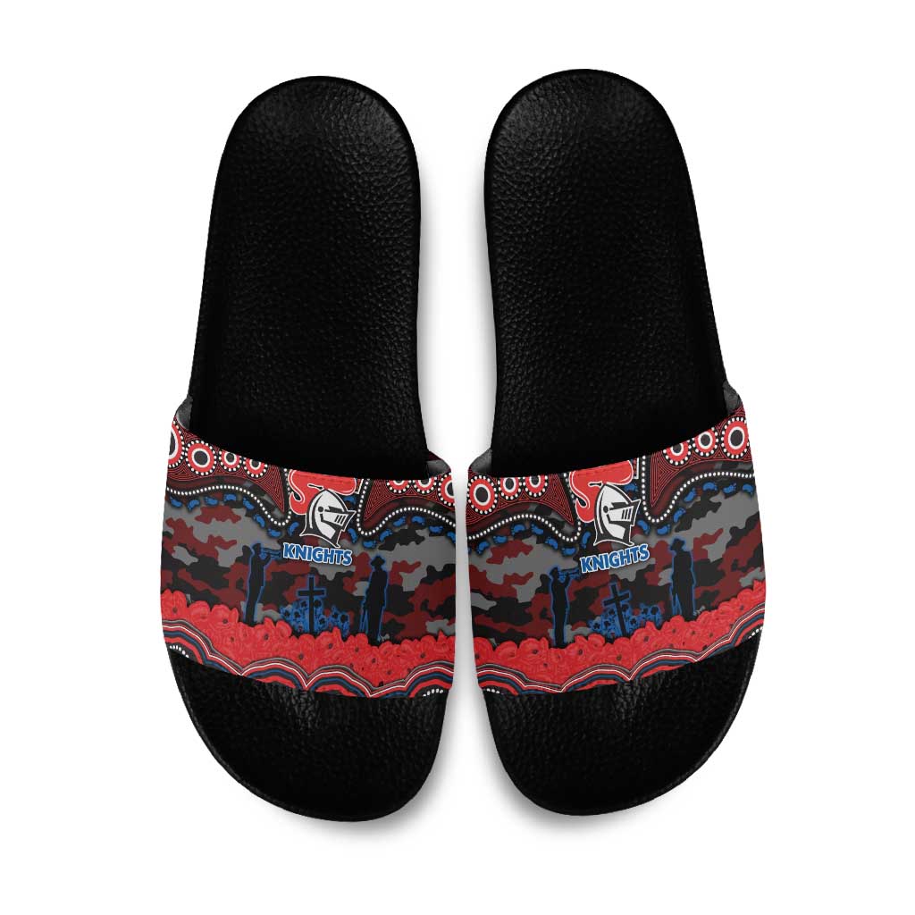 ANZAC Day Newcastle Knights Slide Sandals Military Memorial Aboriginal Indigenous Art
