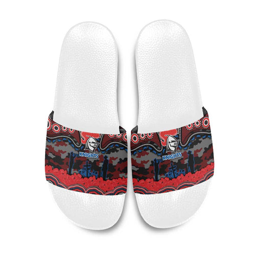 ANZAC Day Newcastle Knights Slide Sandals Military Memorial Aboriginal Indigenous Art