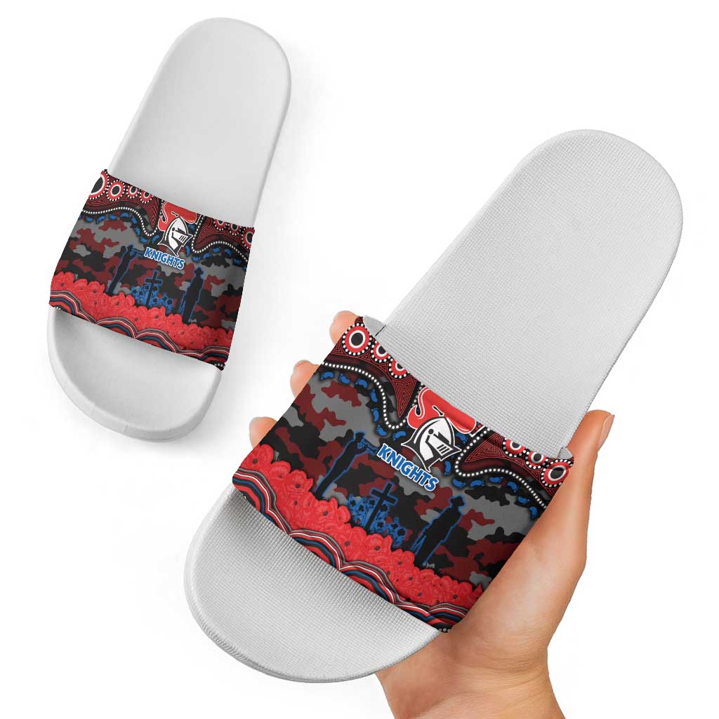 ANZAC Day Newcastle Knights Slide Sandals Military Memorial Aboriginal Indigenous Art
