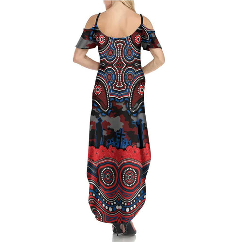 ANZAC Day Newcastle Knights Summer Maxi Dress Military Memorial Aboriginal Indigenous Art