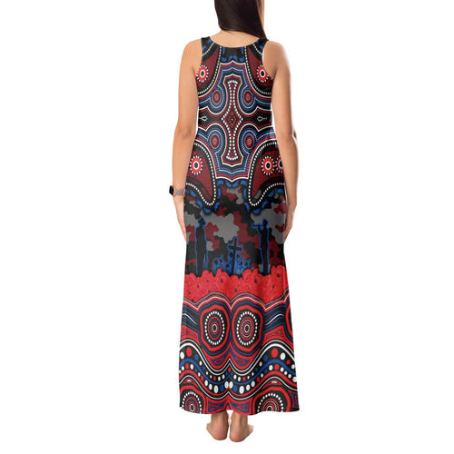 ANZAC Day Newcastle Knights Tank Maxi Dress Military Memorial Aboriginal Indigenous Art