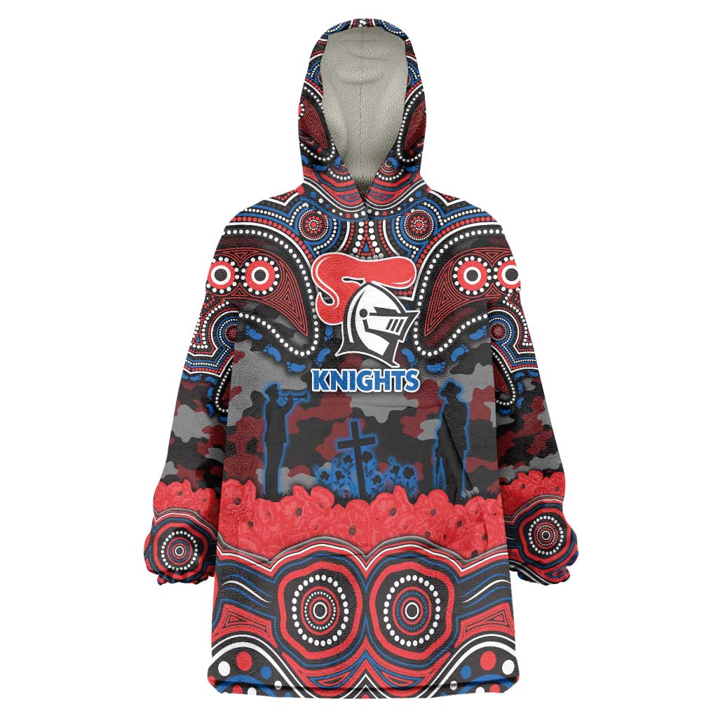 ANZAC Day Newcastle Knights Wearable Blanket Hoodie Military Memorial Aboriginal Indigenous Art
