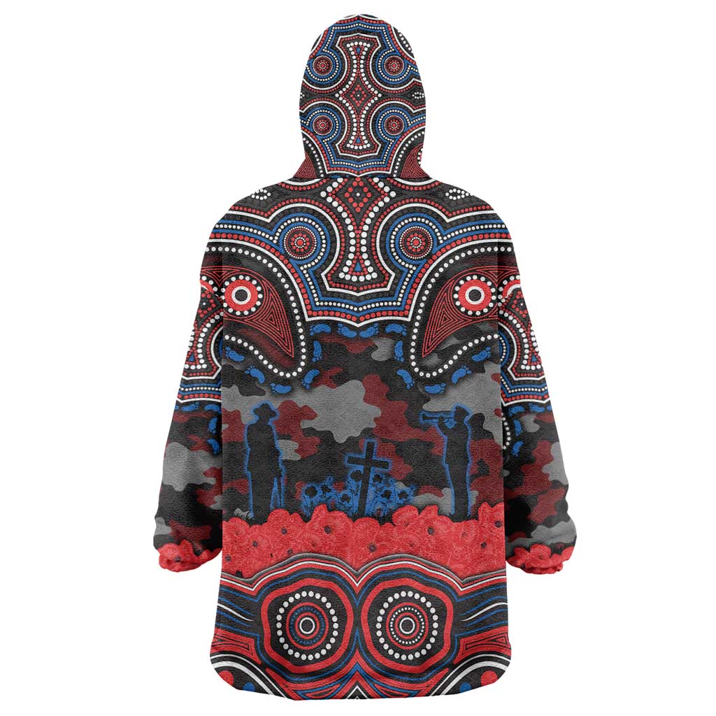 ANZAC Day Newcastle Knights Wearable Blanket Hoodie Military Memorial Aboriginal Indigenous Art