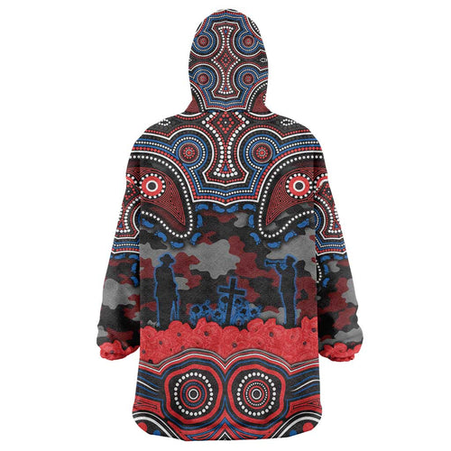 ANZAC Day Newcastle Knights Wearable Blanket Hoodie Military Memorial Aboriginal Indigenous Art