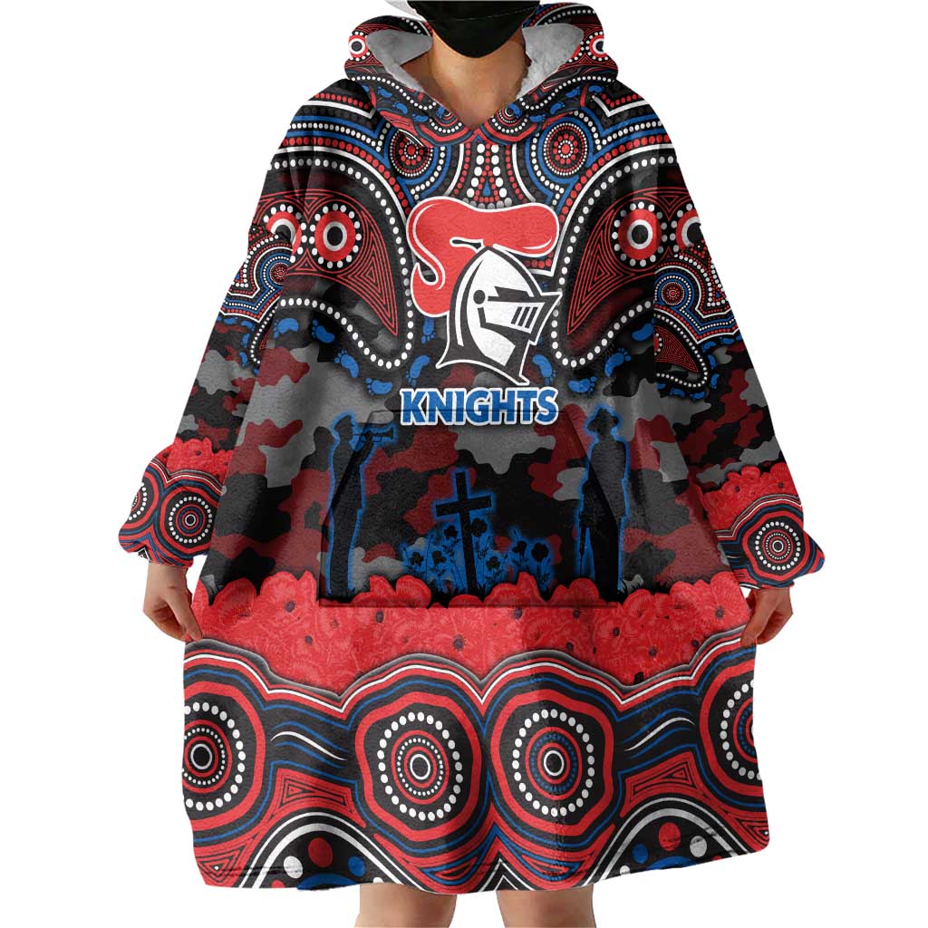 ANZAC Day Newcastle Knights Wearable Blanket Hoodie Military Memorial Aboriginal Indigenous Art