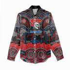 ANZAC Day Newcastle Knights Women Casual Shirt Military Memorial Aboriginal Indigenous Art