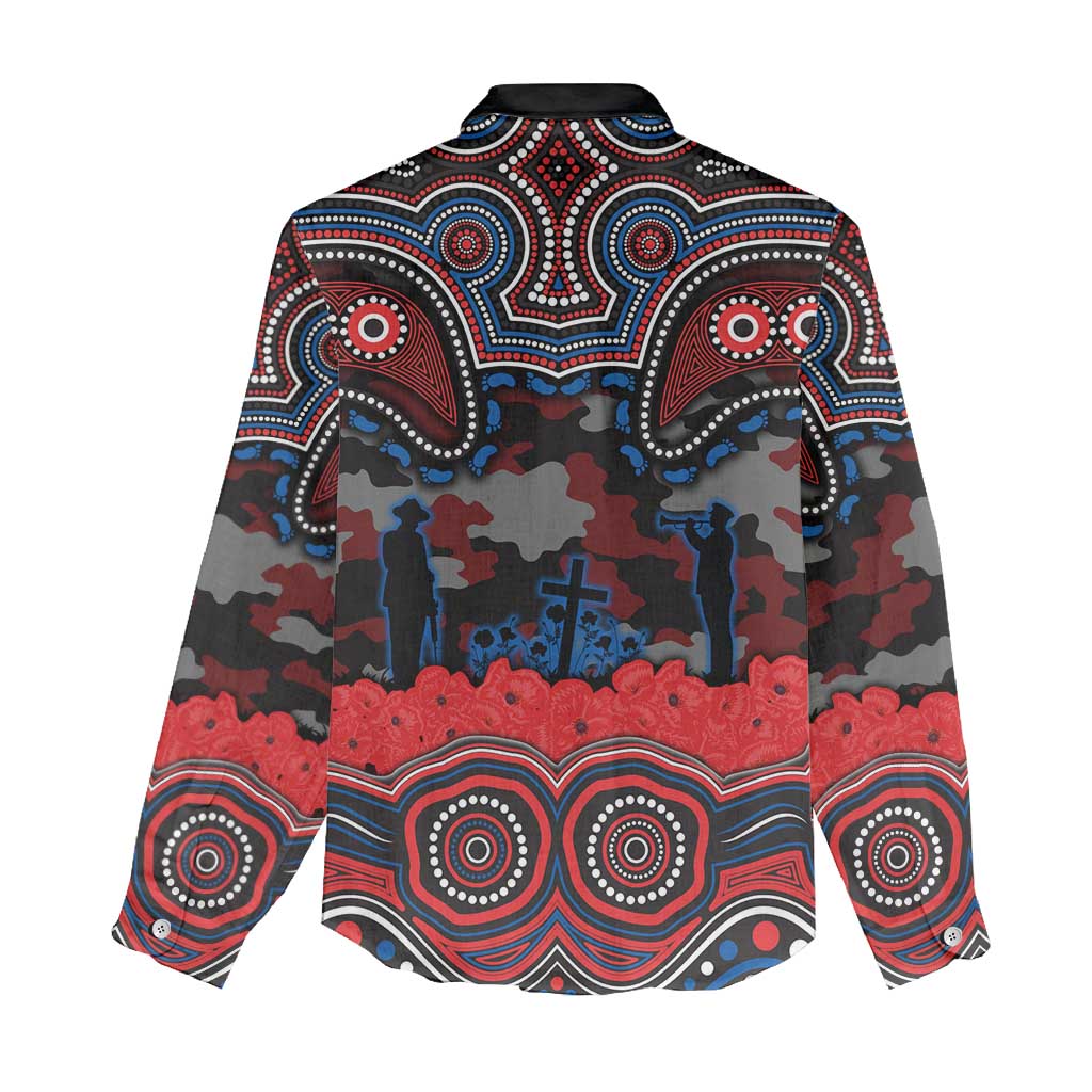 ANZAC Day Newcastle Knights Women Casual Shirt Military Memorial Aboriginal Indigenous Art