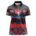 ANZAC Day Newcastle Knights Women Polo Shirt Military Memorial Aboriginal Indigenous Art