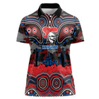 ANZAC Day Newcastle Knights Women Polo Shirt Military Memorial Aboriginal Indigenous Art