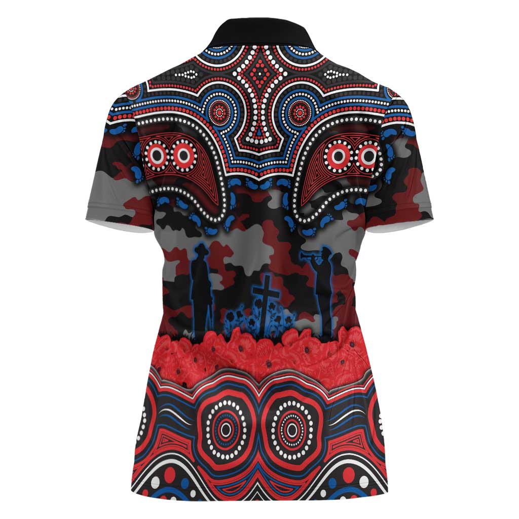 ANZAC Day Newcastle Knights Women Polo Shirt Military Memorial Aboriginal Indigenous Art