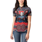 ANZAC Day Newcastle Knights Women Polo Shirt Military Memorial Aboriginal Indigenous Art