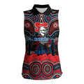 ANZAC Day Newcastle Knights Women Sleeveless Polo Shirt Military Memorial Aboriginal Indigenous Art