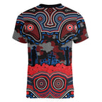 ANZAC Day Newcastle Knights Women V-Neck T-Shirt Military Memorial Aboriginal Indigenous Art