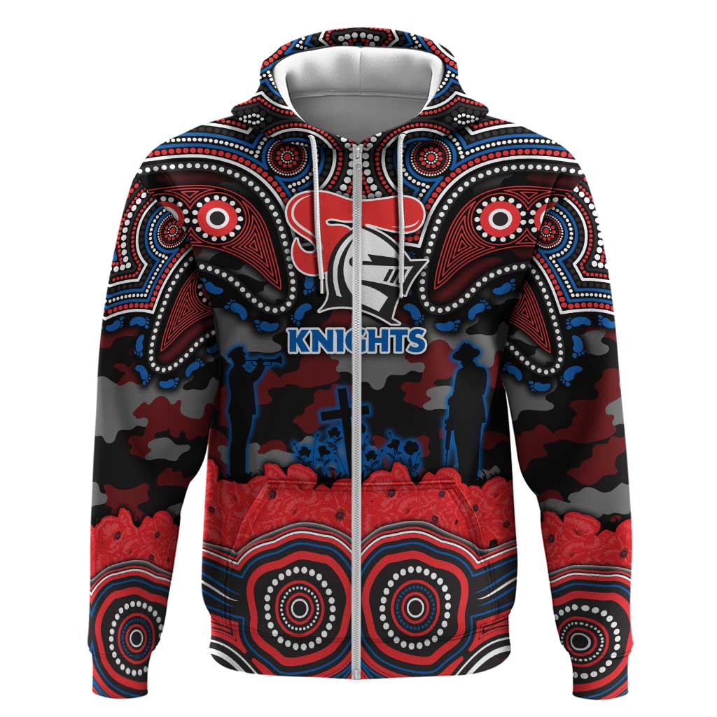 ANZAC Day Newcastle Knights Zip Hoodie Military Memorial Aboriginal Indigenous Art