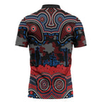 ANZAC Day Newcastle Knights Zipper Polo Shirt Military Memorial Aboriginal Indigenous Art