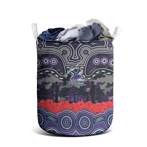 ANZAC Day Melbourne Storm Laundry Basket Military Memorial Aboriginal Indigenous Art