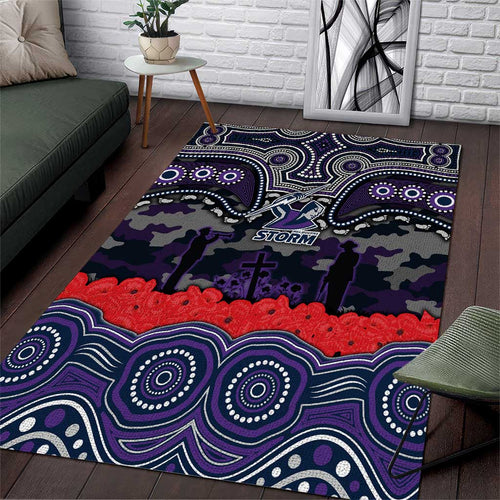 ANZAC Day Melbourne Storm Area Rug Military Memorial Aboriginal Indigenous Art