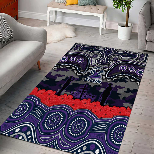 ANZAC Day Melbourne Storm Area Rug Military Memorial Aboriginal Indigenous Art