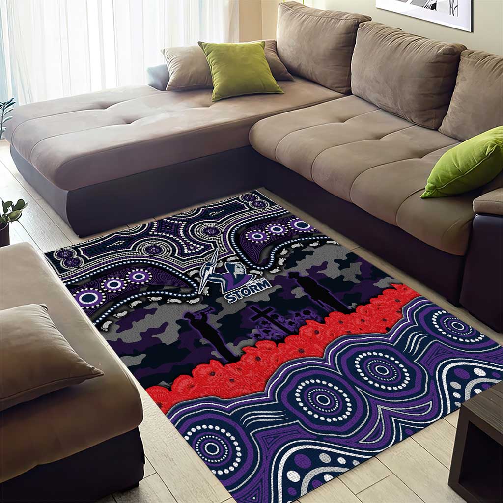 ANZAC Day Melbourne Storm Area Rug Military Memorial Aboriginal Indigenous Art