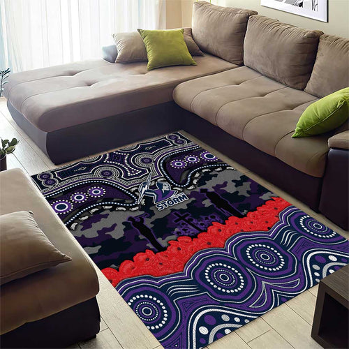 ANZAC Day Melbourne Storm Area Rug Military Memorial Aboriginal Indigenous Art