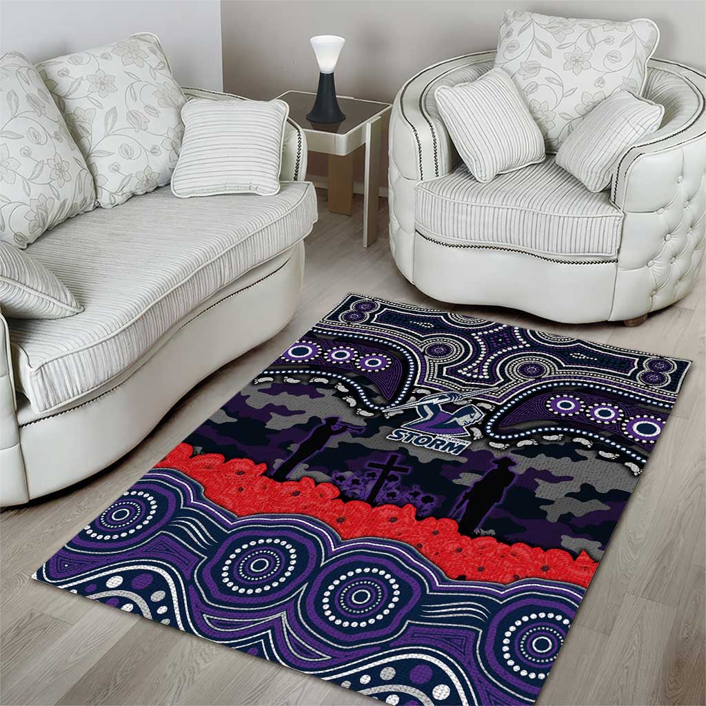 ANZAC Day Melbourne Storm Area Rug Military Memorial Aboriginal Indigenous Art