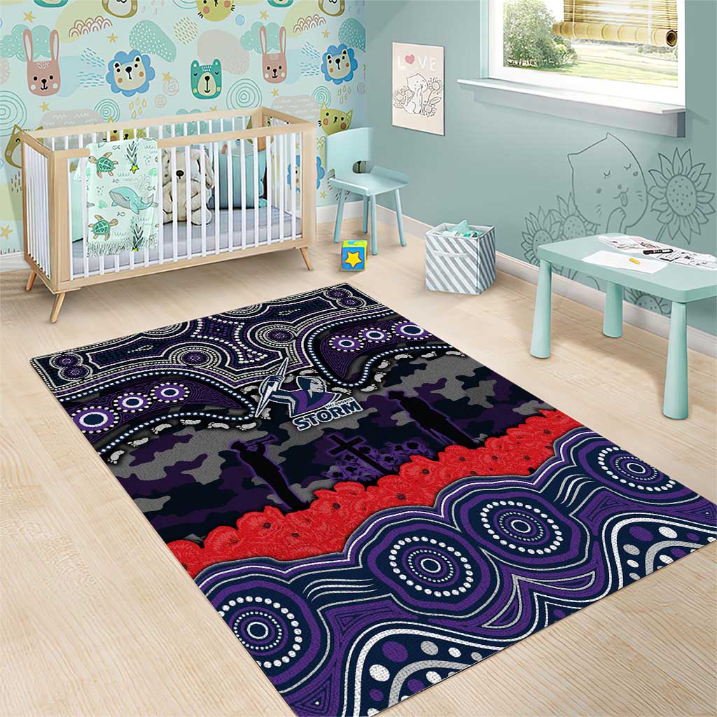 ANZAC Day Melbourne Storm Area Rug Military Memorial Aboriginal Indigenous Art