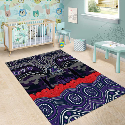ANZAC Day Melbourne Storm Area Rug Military Memorial Aboriginal Indigenous Art