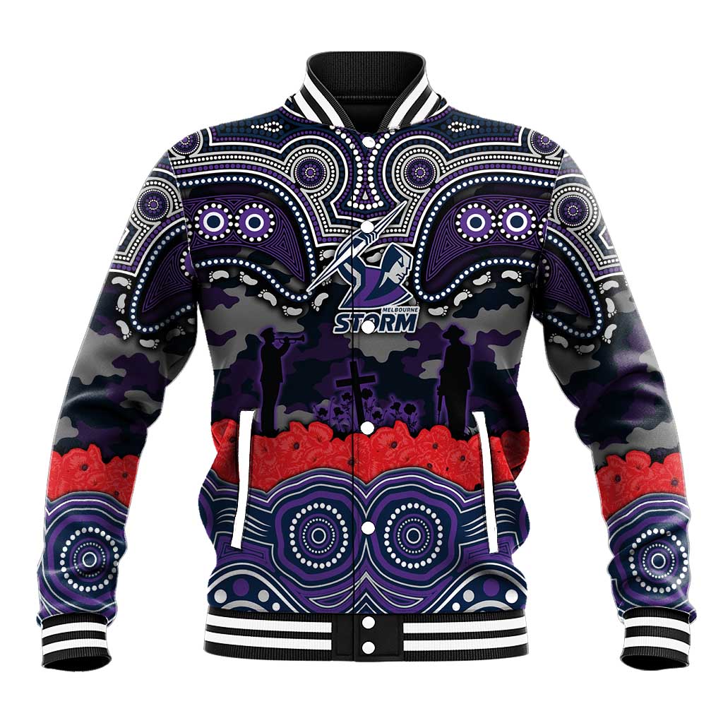 ANZAC Day Melbourne Storm Baseball Jacket Military Memorial Aboriginal Indigenous Art