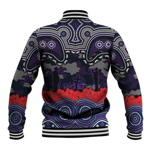 ANZAC Day Melbourne Storm Baseball Jacket Military Memorial Aboriginal Indigenous Art