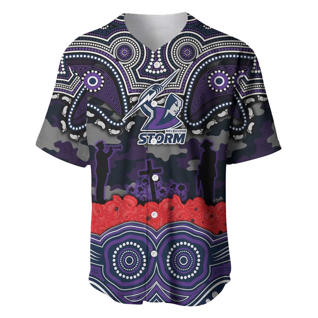 ANZAC Day Melbourne Storm Baseball Jersey Military Memorial Aboriginal Indigenous Art