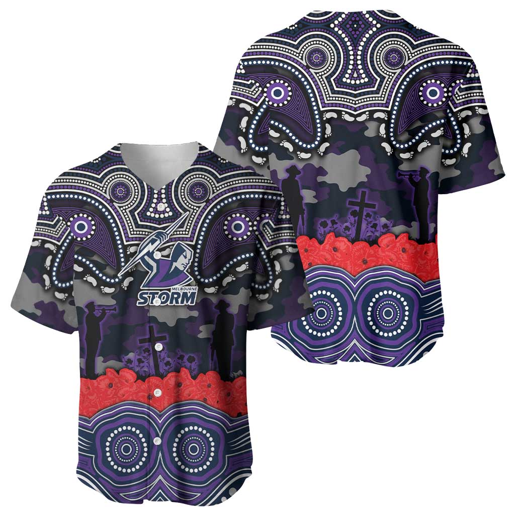 ANZAC Day Melbourne Storm Baseball Jersey Military Memorial Aboriginal Indigenous Art