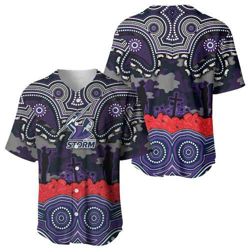 ANZAC Day Melbourne Storm Baseball Jersey Military Memorial Aboriginal Indigenous Art