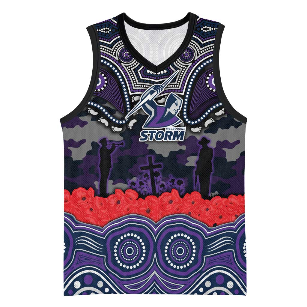 ANZAC Day Melbourne Storm Basketball Jersey Military Memorial Aboriginal Indigenous Art