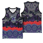 ANZAC Day Melbourne Storm Basketball Jersey Military Memorial Aboriginal Indigenous Art