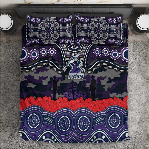 ANZAC Day Melbourne Storm Bedding Set Military Memorial Aboriginal Indigenous Art