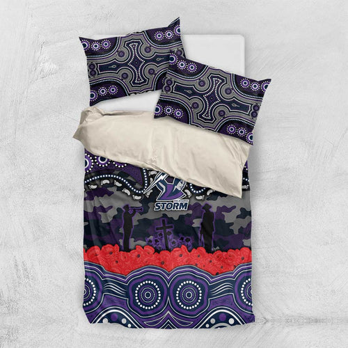 ANZAC Day Melbourne Storm Bedding Set Military Memorial Aboriginal Indigenous Art