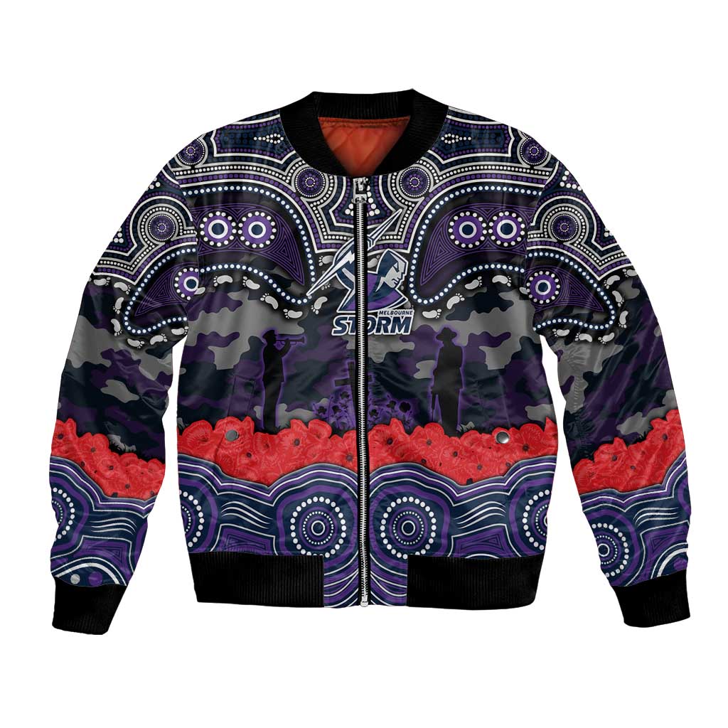 ANZAC Day Melbourne Storm Bomber Jacket Military Memorial Aboriginal Indigenous Art