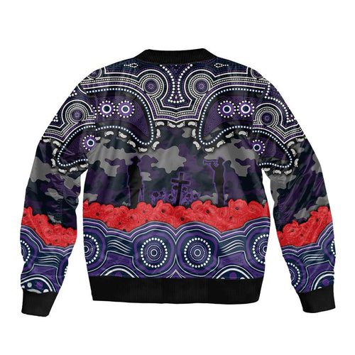 ANZAC Day Melbourne Storm Bomber Jacket Military Memorial Aboriginal Indigenous Art