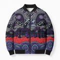 ANZAC Day Melbourne Storm Bomber Puffer Jacket Military Memorial Aboriginal Indigenous Art