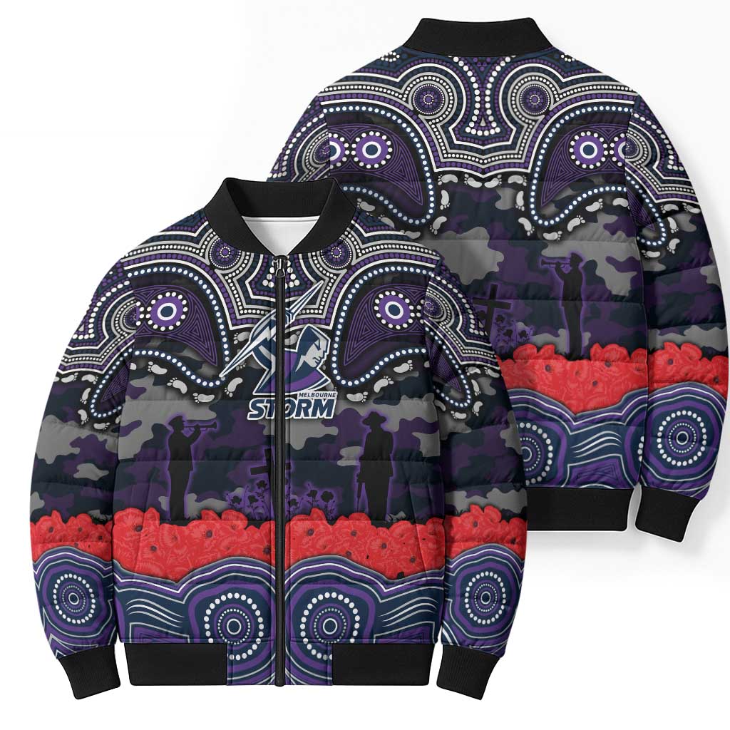 ANZAC Day Melbourne Storm Bomber Puffer Jacket Military Memorial Aboriginal Indigenous Art