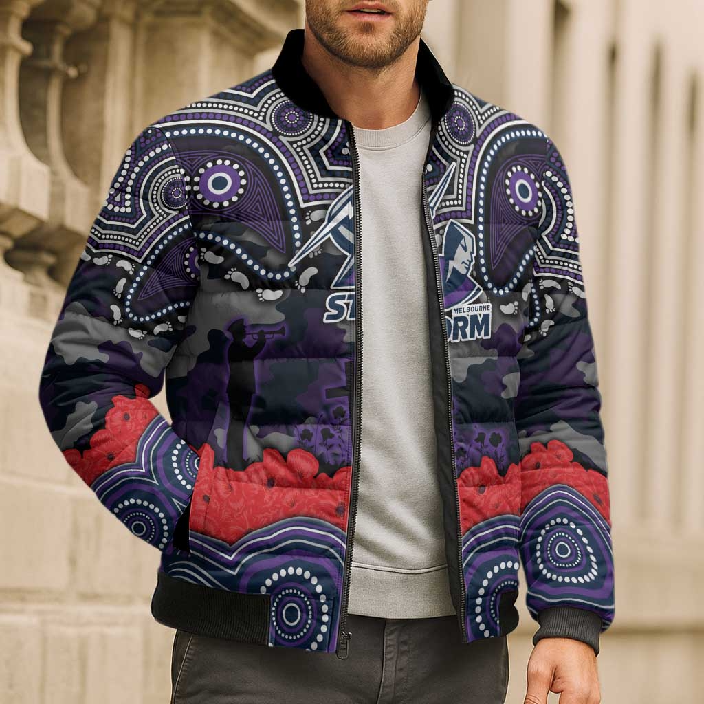 ANZAC Day Melbourne Storm Bomber Puffer Jacket Military Memorial Aboriginal Indigenous Art