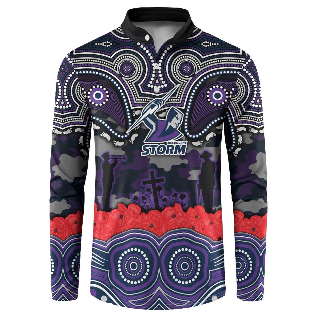 ANZAC Day Melbourne Storm Button Sweatshirt Military Memorial Aboriginal Indigenous Art